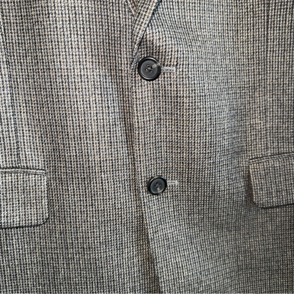 Chaps 100% Lambswool Gray Plaid 2 button Sports Coat Jacket Mens 42R Lined - Picture 5 of 14